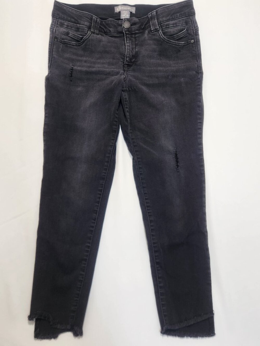 Democracy Absolution Jeans Womens 14W Grey Distressed Skinny Frayed Hem Stretch